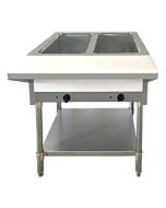 Zanduco 30" Electric Open Well Steam Table with 2 Pan Size Tray, Cutting Board and Under-shelf