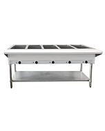 Zanduco 72" Electric Open Well Steam Table with 5 Pan Size Tray, Cutting Board and Under-shelf