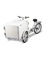 Omcan 26" Tricycle Ice Cream Bike with Wooden Box - White Frame