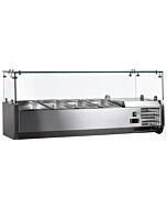 Zanduco 47" Refrigerated Topping Rail with Sneeze Guard and 4 Pan Capacity