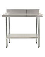 Zanduco Stainless Steel Worktable 24" X 30" with 4" Backsplash and Undershelf - Heavy-Duty