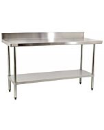 Zanduco Stainless Steel Worktable 24" X 72" with 4" Backsplash and Undershelf - Heavy-Duty