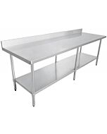 Zanduco Stainless Steel Worktable 24" X 96" with 4" Backsplash and Undershelf - Heavy-Duty