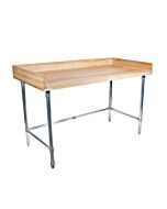 BK Resources MBTGOB-9630 96" x 30" Hard Maple Bakers Top Table with Galvanized Open Base & Oil Finish