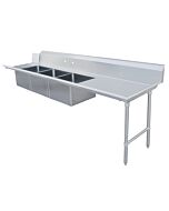 Zanduco 30" x 120" Right Side Soiled Dish Table with Three Sinks
