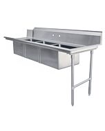 Zanduco 30" x 84" Right Side Soiled Dish Table with Three Sinks