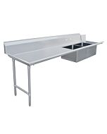 Zanduco 30" x 96" Left Side Soiled Dish Table with Two Sinks