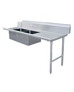 Zanduco 30" x 84" Right Side Soiled Dish Table with Two Sinks