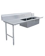 Zanduco 30" x 84" Left Side Soiled Dish Table with Two Sinks