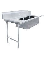 Zanduco 30" x 72" Left Side Soiled Dish Table with Two Sinks