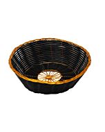 Omcan Black Woven Basket with Golden Trim - Round/Oval