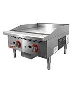 Omcan 24" Countertop Gas Griddle with 2 Burners Thermostat Control Natural Gas with Propane Conversion Kit - 56,000 BTU