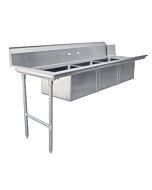 Zanduco 30" x 84" Left Side Soiled Dish Table with Three Sinks