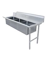 Zanduco 30" x 72" Right Side Soiled Dish Table with Three Sinks