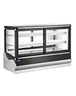 Zanduco 60" Black Square Refrigerated Self-Service Countertop Display Case with 325L Capacity - 110V, 400W