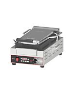 Omcan 15" x 8" Single Slim Panini Grill with Ribbed Plates - 120V, 1800W