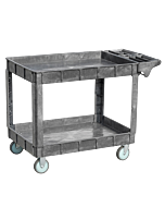 Omcan Heavy-Duty Gray Utility Cart with Extended Handle 47" x 23.6" x 33.5" - 250 kg Capacity