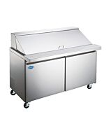 Zanduco 47" Mega Refrigerated Prep Table with 2 Doors and 9.5 cu.ft. Capacity - 115V, 1/4HP