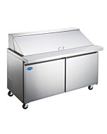 Zanduco 60" Mega Refrigerated Prep Table With 2 Doors and 16.56 cu.ft. Capacity - 115V, 1/4 HP