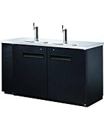 Zanduco 61" Two Door Kegerator Bar Cooler with Two Beer Dispensers Taps - 2 Kegs 15.8 cft.