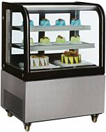 Zanduco 36” Curved Glass Standing Refrigerated Bakery Display Case with 9.5 cu.ft. Capacity