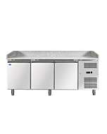 Zanduco 80" Granite Top Refrigerated Pizza Prep Table with 3 Doors - 110V