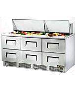 True TFP-72-30M-D-6-HC 72" Mega Top Six Drawer Salad/Sandwich Prep
