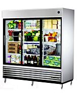 True TSD-69G-HC-LD Three Section Sliding Glass Door Reach In Refrigerator - 69 Cu. Ft.