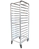 Omcan 15 Pan End Load Bun / Sheet Pan Rack Aluminum with 4" Spacing and Casters