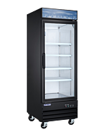Aurora 29" Black Single Glass Door Refrigerator with Lightbox and 640L Capacity - 120V, 384W - USA