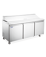 Aurora 70" Mega Refrigerated 3-Door Prep Table with 19.5 cu.ft. Capacity - 120V, 670W