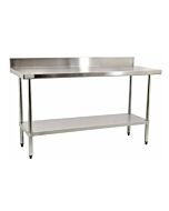Zanduco Stainless Steel Worktable 30" X 84" with 5" Backsplash and Undershelf - Heavy-Duty