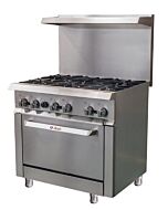 Ikon IR-6-36 36" 6 Burner Commercial Gas Range - 213,000 NG or 190,000 LP BTU