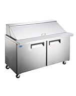 Zanduco 60" Mega Refrigerated Prep Table With 2 Doors and 16.56 cu.ft. Capacity - 115V, 1/4 HP