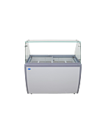 Zanduco 50" Gelato Dipping Cabinet with Flat Sneeze Guard, 9 Pans, and 290L Capacity - 110V, 260W