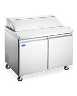 Zanduco 47" Mega Refrigerated Prep Table with 2 Doors and 9.5 cu.ft. Capacity - 115V, 1/4HP