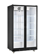 Zanduco 48" Black Refrigerator Two Glass Door Merchandiser with LED and 1000L Capacity - 115V, 380W