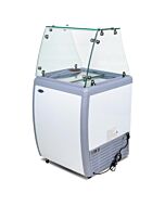 Zanduco 26" 4+2 Tubs Ice Cream Dipping Cabinet / Freezer with Flat Sneeze Guard - 110V, 3A