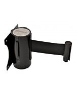 Omcan Steel Wall-Mounted Crowd Control System with Retractable Belt Barrier - Black