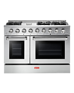 Omcan 48" 6-Burner Residential Gas Range with 30" and 18" Ovens with Infrared Broil Burner and 135,000 BTU - Natural Gas