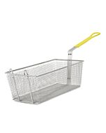 Omcan 16 3/4" x 8 3/4" x 6" H Nickel Plated Iron Fryer Basket with Front Hook