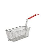 Omcan 12 7/8" x 6 1/2" x 5 3/8" H Nickel Plated Iron Fryer Basket with Front Hook
