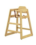 Omcan Commercial Wooden High Chair with Natural Finish