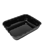 Omcan 10.31″ x 6.75″ x 3.25″ Scalloped Deli Crock, 10 lbs. Capacity - Black