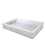 Omcan 23.6” x 15.7” x 3.93” Polypropylene Pasta Tray with Perforated Base and Sides - White