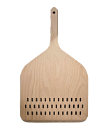 Linea Dori ARIA 14" Beech Wood Perforated Pizza Peel with Short Handle and 24” Total Length