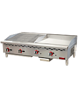 Omcan 48" Countertop Natural Gas Combination Charbroiler and Griddle Combo - 130,000 BTU