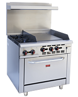 Zanduco 36" Commercial Gas Range with 2 Burners, 24″ Griddle and Standard Oven – Natural Gas