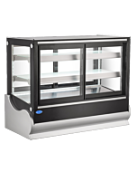Zanduco 48" Black Square Refrigerated Self-Service Countertop Display Case with 255L Capacity - 110V, 305W