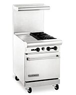 American Range AR12G-2B 24" Heavy Duty Gas Range with 12" Griddle & 2 Burners - 111,000 BTU